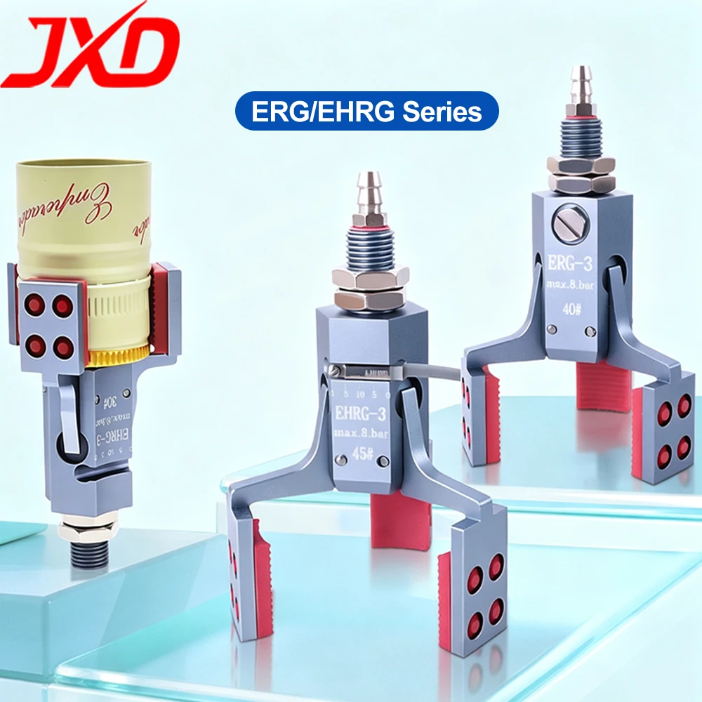 JXD Mini 3-Jaw Robot Pneumatic Silicone Gripper Accessories ERG-3/EHRG-3 Series with Magnetic Position Detection