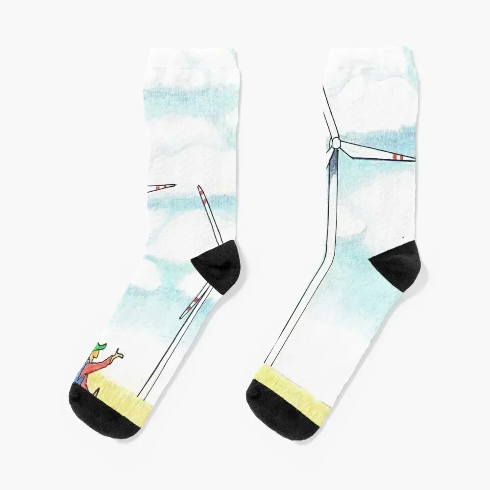 

Wind Turbine Socks christmass gift snow warm winter new year Socks Female Men's