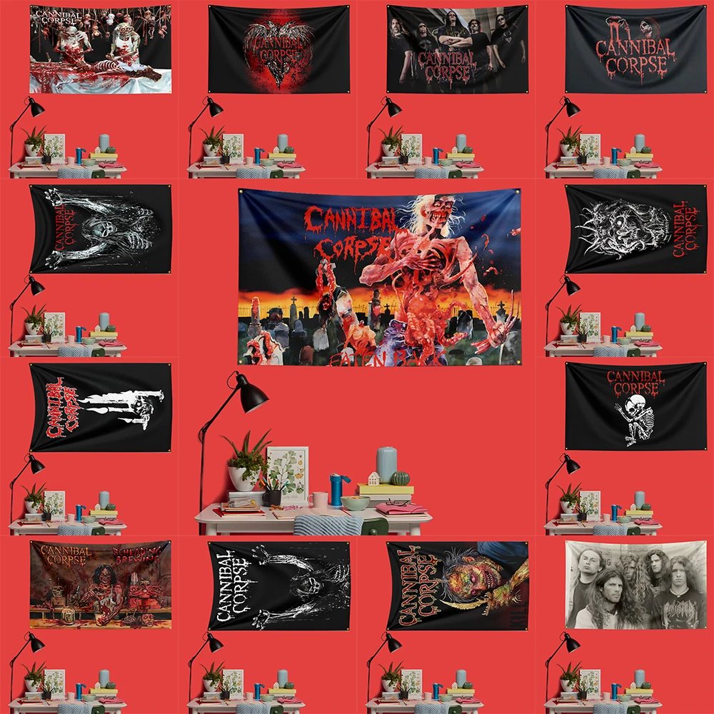 Bandeira Cannibal Corpse Death Metal 3x5 FT 90x150cm em poliéster, banner decorativo para fãs de música, decoração de parede de quarto