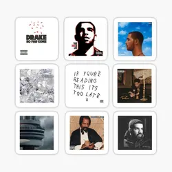 Drakes Albums  10PCS Stickers for Print Cartoon Bumper Laptop Car Art Stickers Wall Water Bottles Anime Decorations Decor