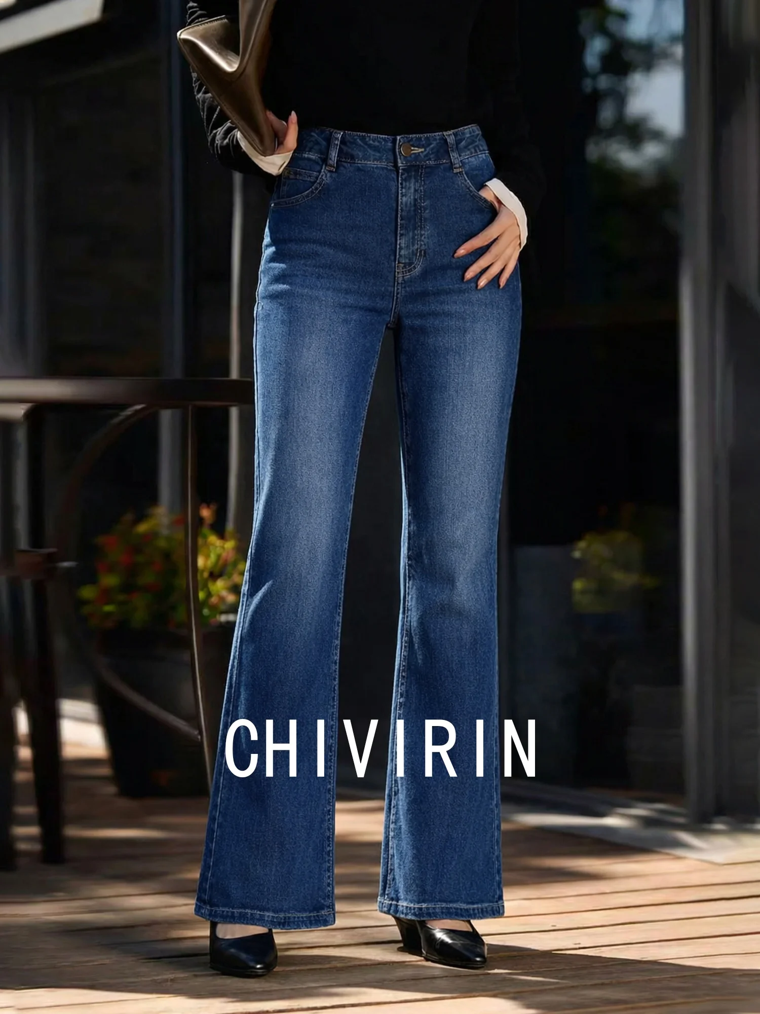 

Ele High Waist Wide Leg Jeans Women's Blue Slimming Micro Flared Long Trousers Spring Faion New Sle Chivirin