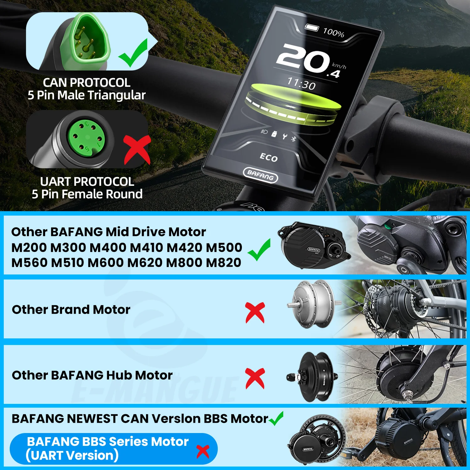 Bafang DPC010.CN TFT LCD-Display 0-6 Modi Bluetooth 5.0 Tachometer für Bafang Mittelmotor CAN-Protokoll M510 M600 M560 M510 M420 – Detail 10