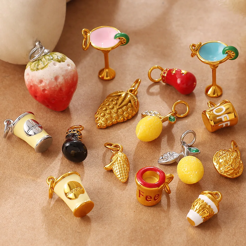 Fashionable Three-dimensional Coffee Cup Cocktail Glass with Various Shapes DIY Pendant for Jewelry Creative Accessory