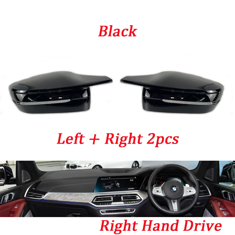 G30 G38 Helle schwarze Seitenflügel-Rückspiegel-Abdeckkappen für BMW 3 4 5 7 Serie G20 G21 G28 G22 G11 G12 M4 Stil LHD RHD