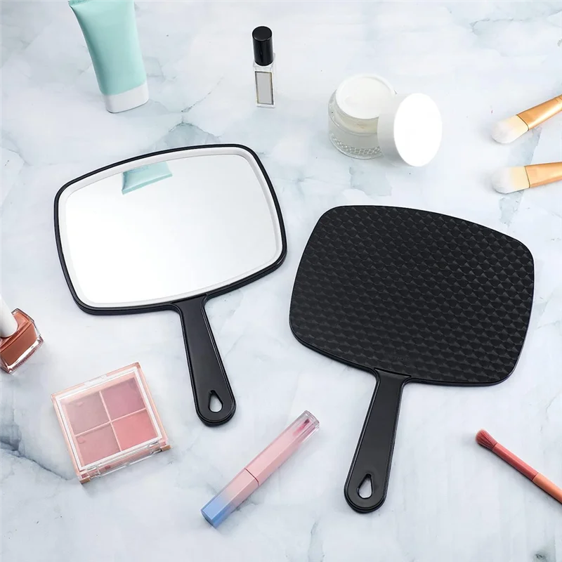 A97G 10Pcs Portable Black Handheld Mirror Wall Mirror With Handle Multi Barber Mirror For Vanity Makeup Salon Travel
