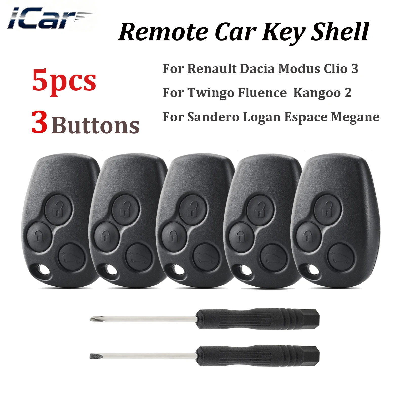 

5 шт., 3 кнопки, чехол для автомобильного брелока, подходит для Renault Dacia Modus Clio 3 Twingo Kangoo 2, сменный чехол для дистанционного управления, Стайлинг