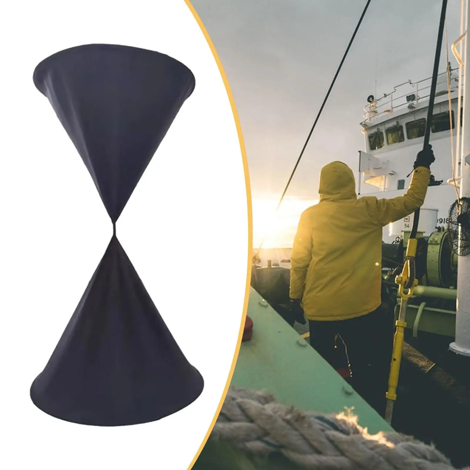 Marine Daylight Signal Nautical Anchor Signal Wear Resistant Black Canvas Double Cone Shape for Container Ships Yachts