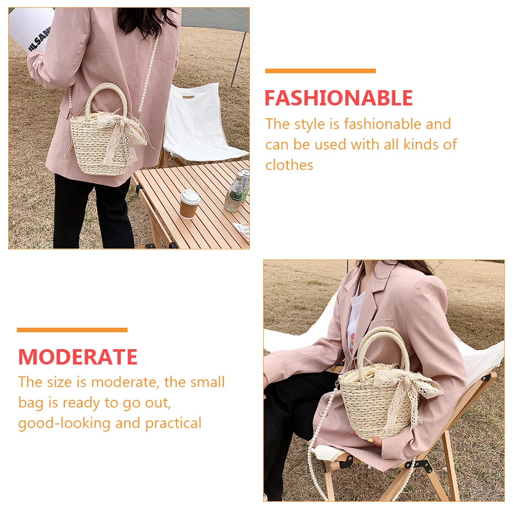 

1Pcs Summer Beach Bag for Women Fashion Straw Woven Shoulder Crossbody Bag Keep Belongings Organized Eye-Catching Design