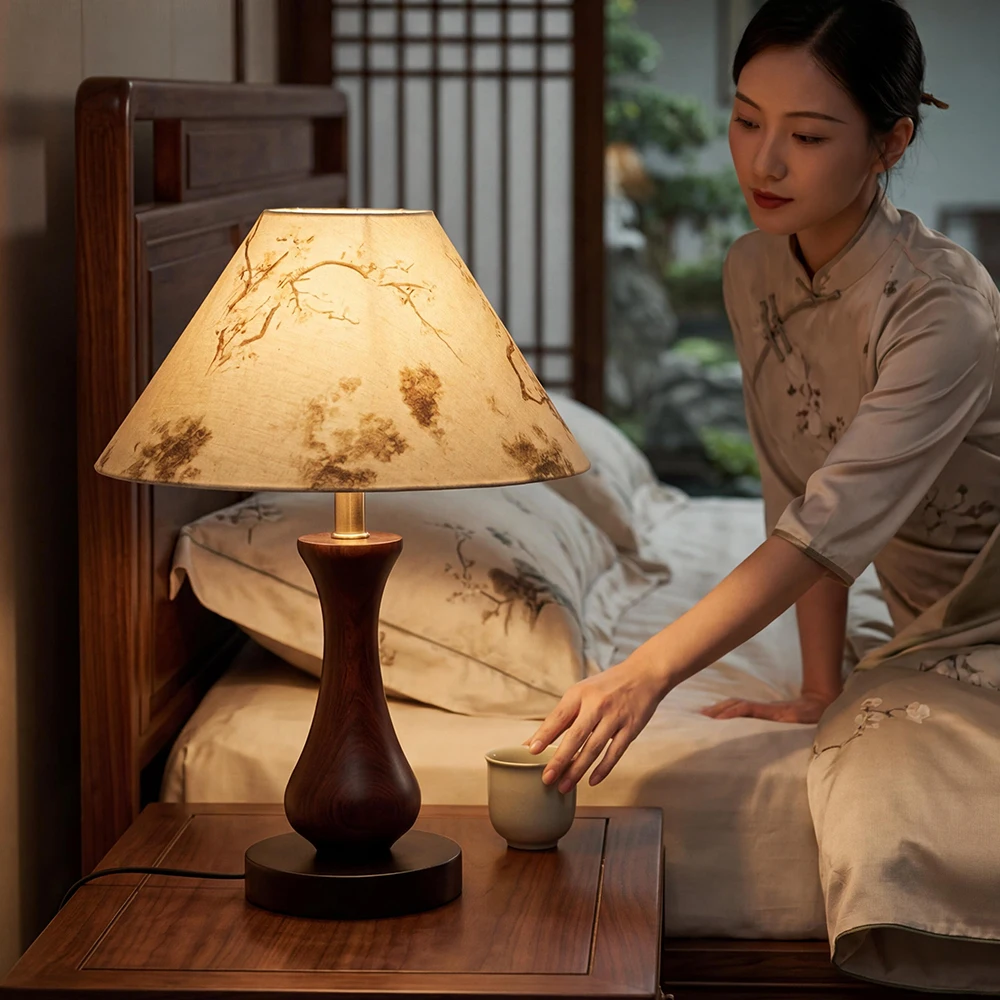 Retro Solid Wood Bedroom Beside Lamps Study Reading Light Fixture Living Room Decor Led Illumination Dining Table Lighting CE