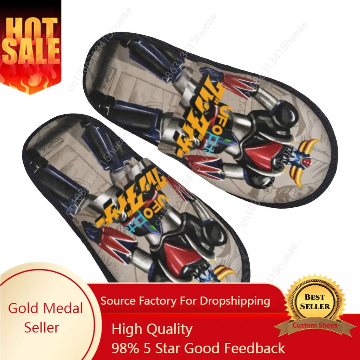 

Mazinger Z Anime Guest Slippers for Bathroom Women Custom Print UFO Robot Goldorak House Slipper