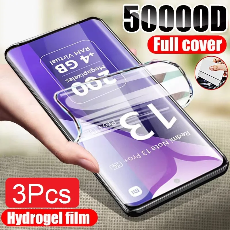 3 قطعة هيدروجيل لينة فيلم ل Xiaomi Redmi ملاحظة 13 14 12 11 10 9 8 7 14S 12S 11S 10S برو زائد حامي الشاشة