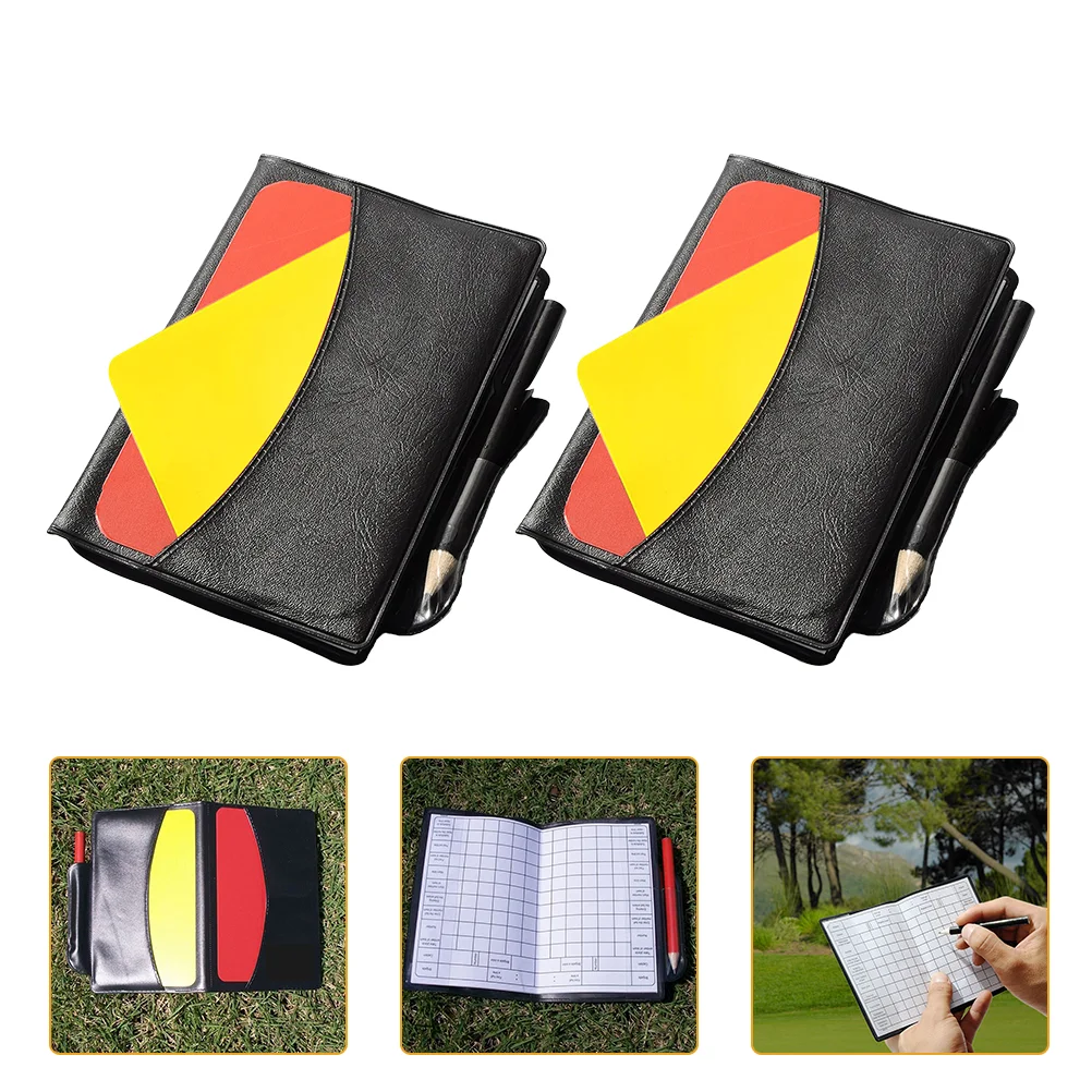 

2 Sets Referee Red and Yellow Card Multi-function Kit Wallet Standard Portable Pencil Soccer Cards Professional