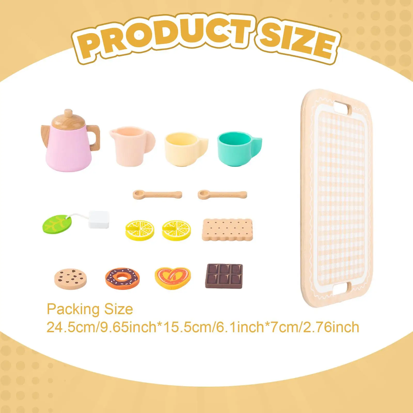 

Kids Tea Party Set Afternoon Tea Playset Wooden Toys Children Pretend Play Kitchen Accessories