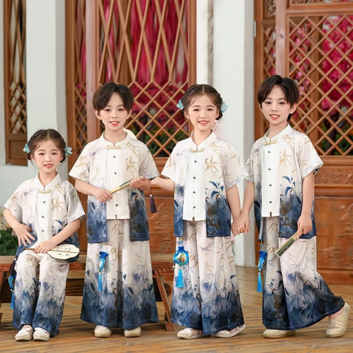 

Kindergarten Guoxue Performance Costume - Tang Dynasty Hanfu for Boys & Girls, Traditional Chinese Style Stage Hanfu Male Child