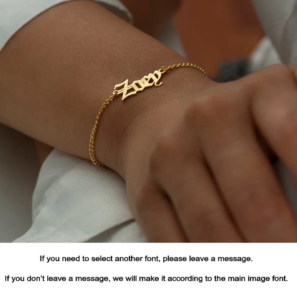 

Fashionable custom name Old English bracelet 18K, high-quality waterproof women's bracelet, exclusive personalized gift