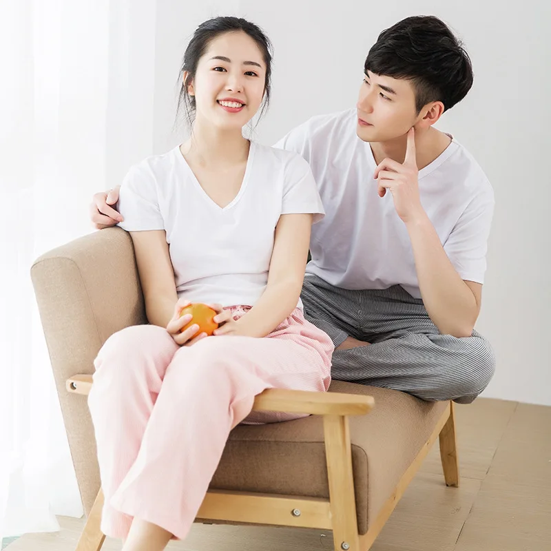 

Spring Autumn Women 100% Cotton Sleep Bottoms Female Plus Size Nightwear Trousers Sleepwear Ladies Casual Striped Home Pants