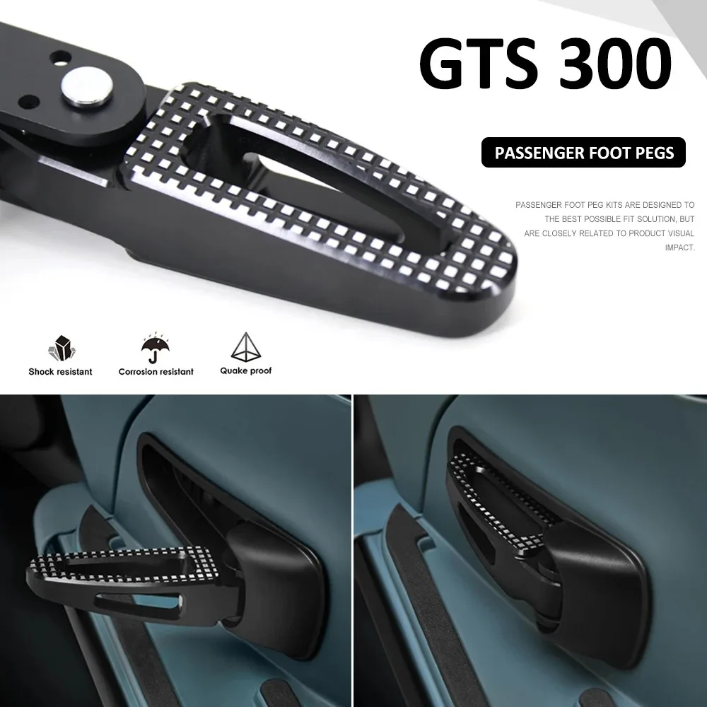 

New Motorcycle Accessories For Vespa GTS 300 GTS300 2021 2022 Foot Rests Pedals Rear Footrest aluminum Footpeg Passenger Pegs