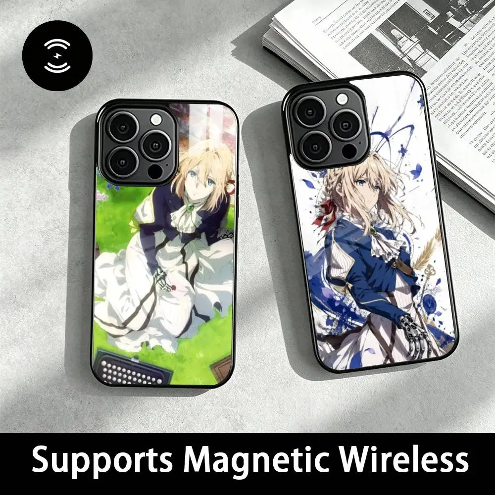 Anime-V-Violet E-Evergarden  Phone Case For iPhone18,17,16,15,14,13,12,11 Plus,Pro Supports Magnetic Wireless Charging