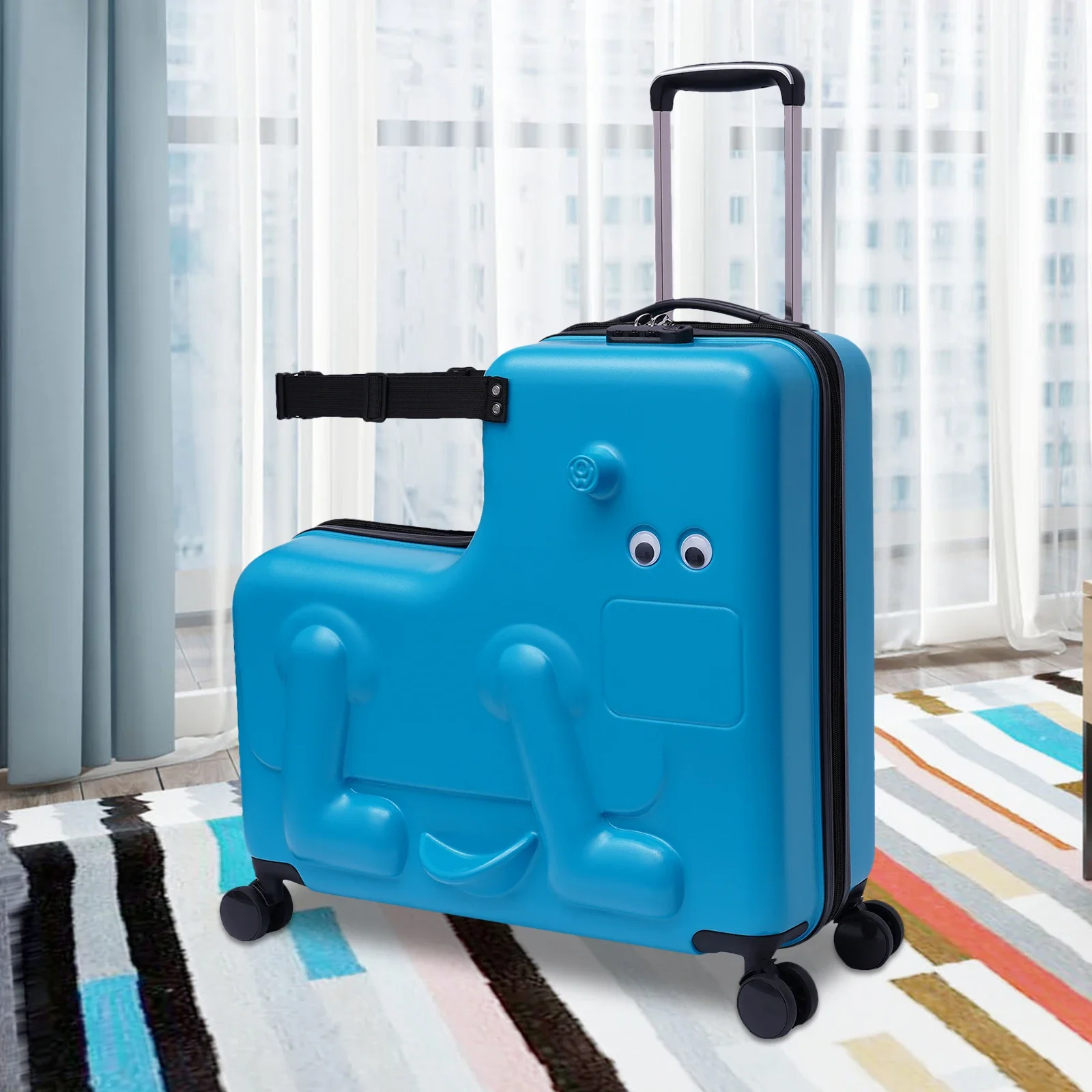 

Travel Companion - 24" Blue Ride-On Luggage with Combination Lock and Low Noise Wheels