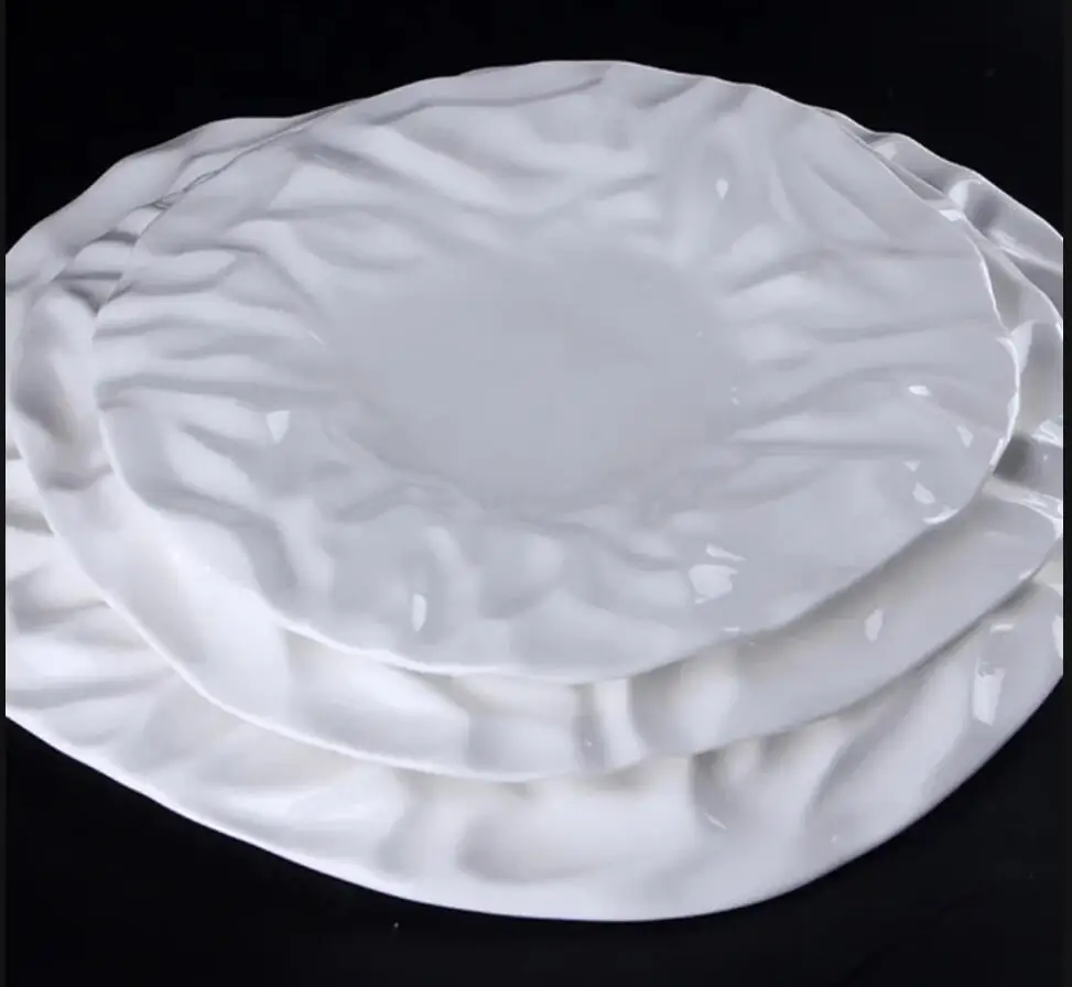 

Скандинавская плиссированная обеденная тарелка в западном стиле, десертное ресторанное блюдо, домашняя кухня, белая керамическая посуда