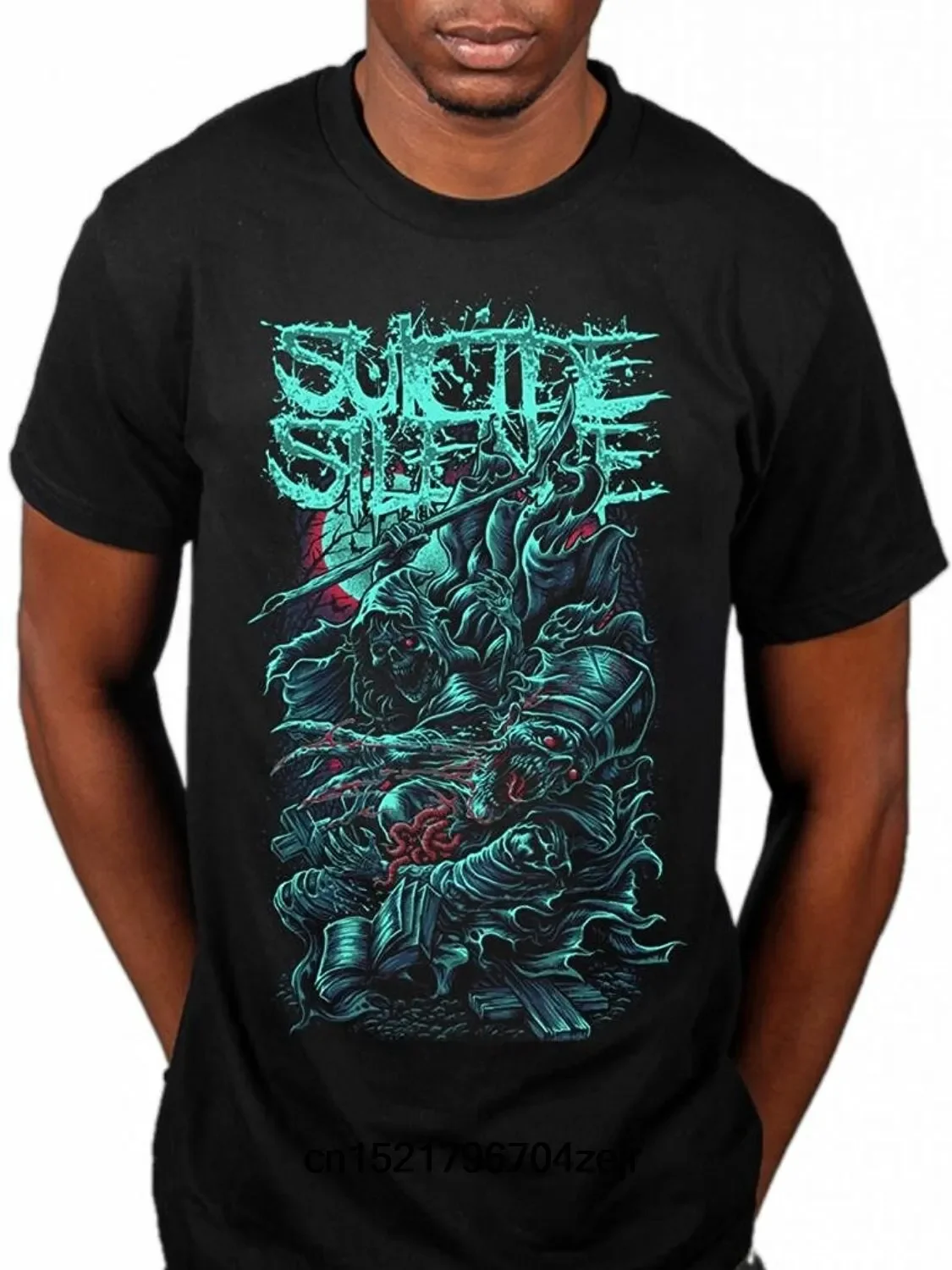 Men T Shirt Suicide Silence Grim Reaper Deathcore Music Album Chris Garza Fashion T-Shirt Novelty Tshirt Women