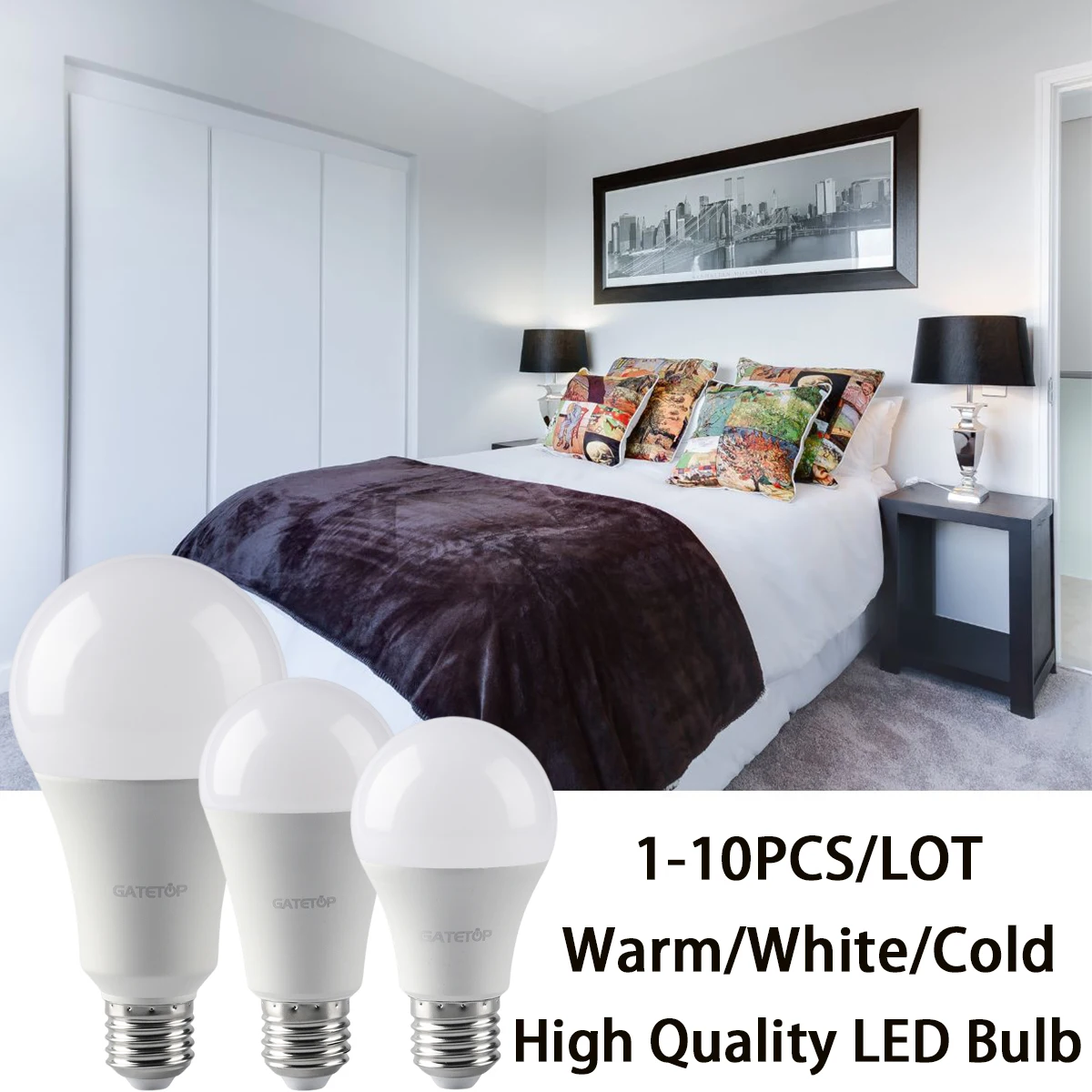 

E27 B22 AC120V AC220V 1-10PCS Led Bulb Lamps Light Real Power 8W 9W 10W 12W 15W 18W Warm White Cold White Lampada For Home