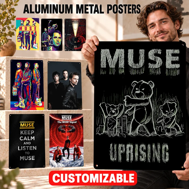 Muse Printed Posters Album Inspired Portrait Entertainment Room Wall Art Personalized Aluminum Metal Sign Memorable Decor Gift