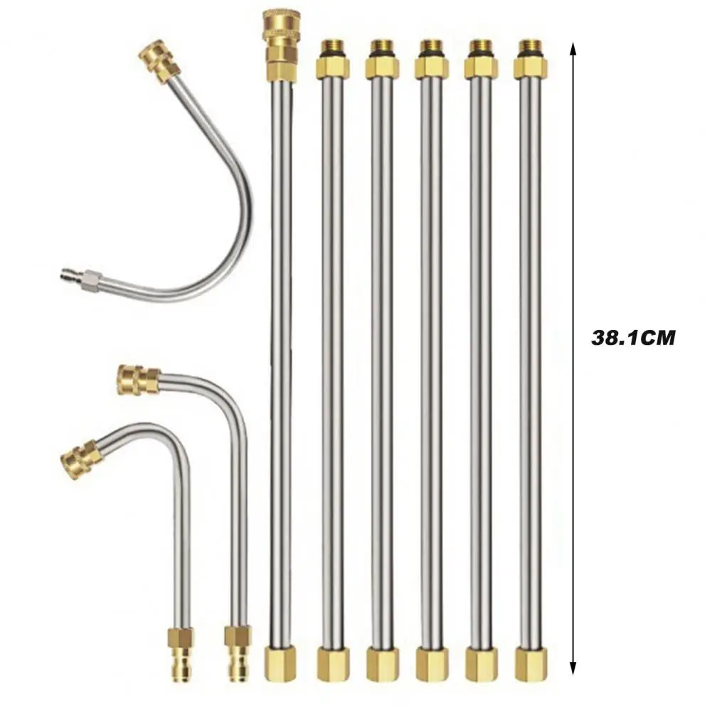 Pressure Washer Extension Wand 10Pcs 4000PSI Quick Connector Lance Spear With Curved Head Rod Washer Wand Nozzle Heads Set  ﻿