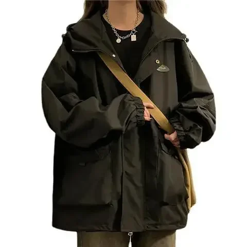 Oversized Hooded Jacket Women Vintage Loose Windbreaker Jackets Female Korean Stylish Harajuku Casual Zipper Coat Lady Jaqueta - Image 5