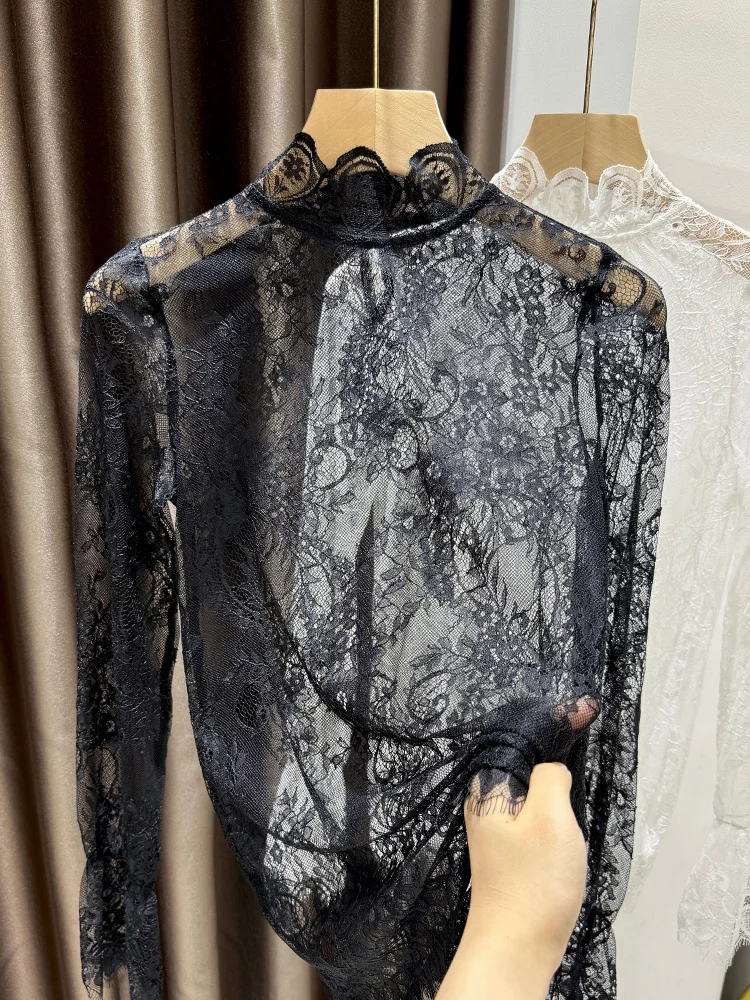 

Lace under irt Women's Long Sve Bell Sve f High Collar Base Layer Top Autumn Winter Layering Inner Wear T