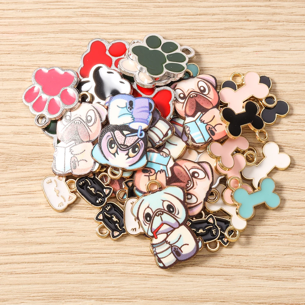 Tusember 10 Stück Mix Cartoon Welpen-, Hunde-, Katzenpfoten-Anhänger Tieranhänger für Halsketten, Ohrringe, DIY-Armbänder, Schmuckzubehör – Detail 3