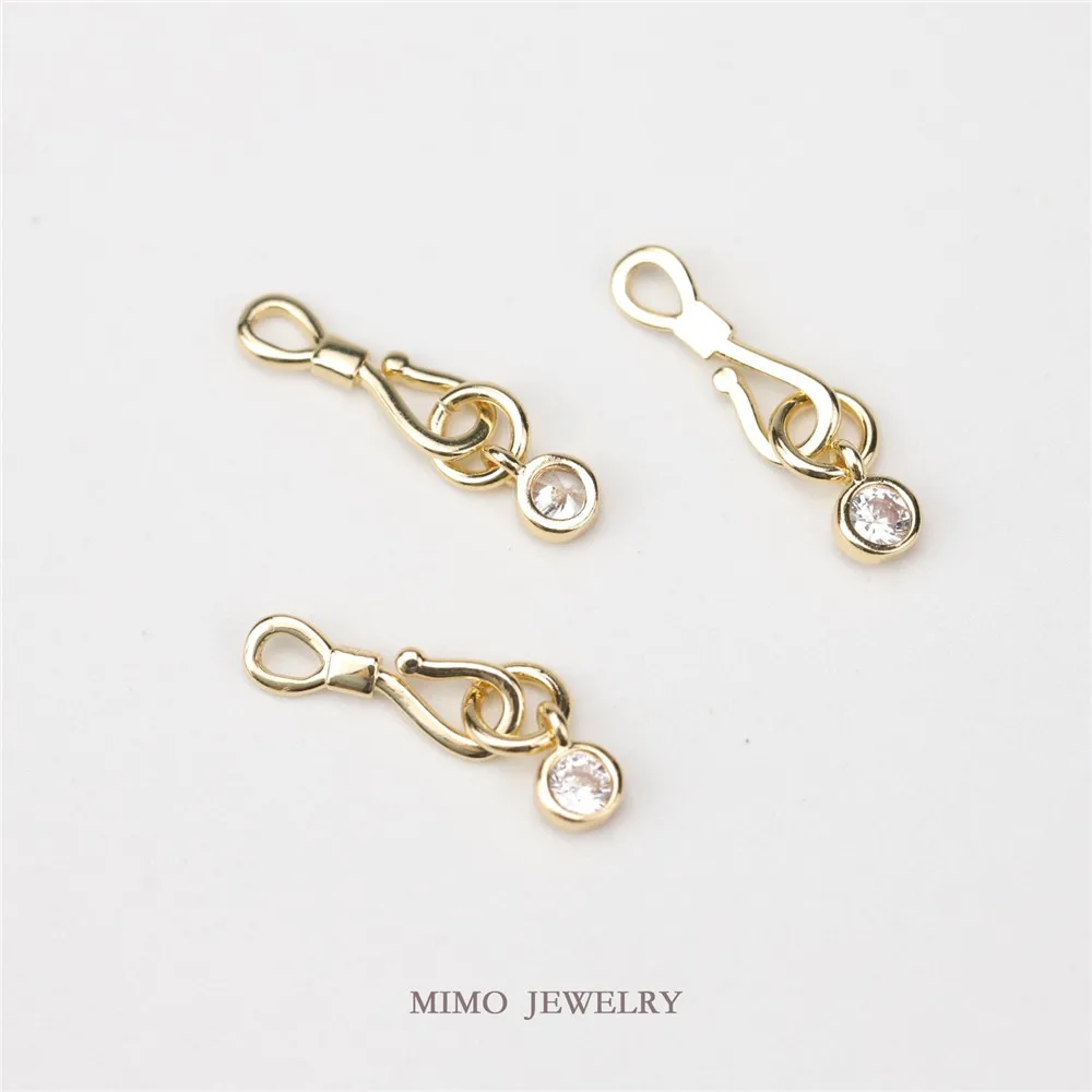 

1PCS 13x4.5mm 14K Gold Color Round Zircon 8-shaped Hook Necklace Bracelet DIY Charm Jewelry Closing Buckle K066
