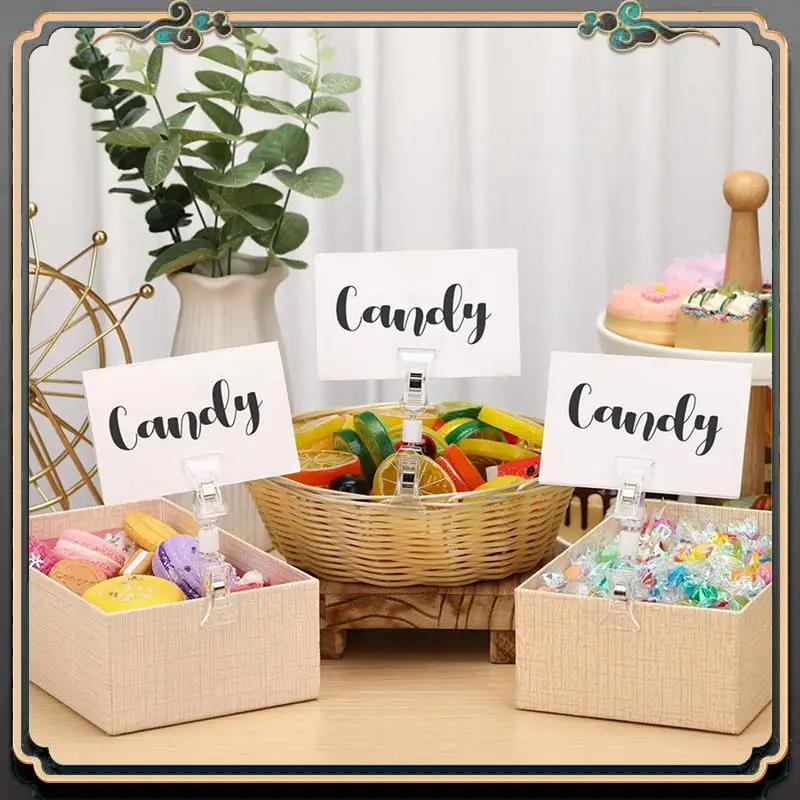 Reliable-200Pcs Double Sided Sign Clips Sign Display Mini Clip Clear Rotatable Merchandise Clip On Sign Holder Plastic Price Cli