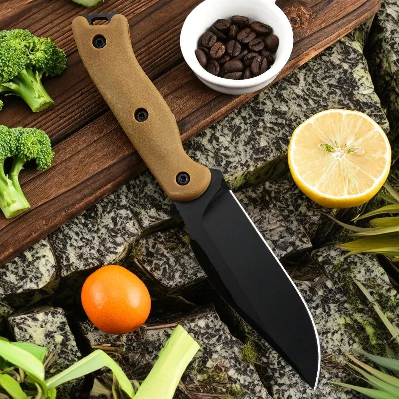 Outdoor knife straight knife self-defense portable mini knife wild portable meat knife camping survival sharp hunting knife frui