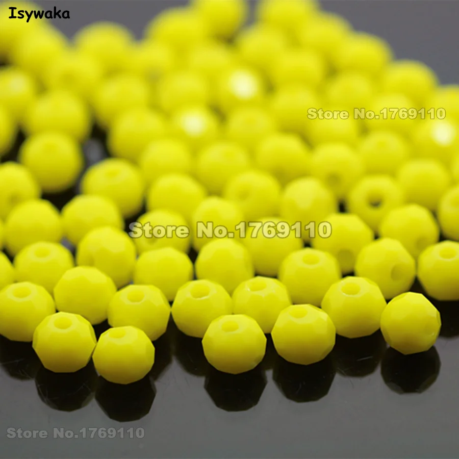 Isywaka Solid Yellow Color 4mm 6mm 8mm 10mm Round Austria Crystal Bead Ball Glass Bead Loose Spacer Bead for DIY Jewelry Making