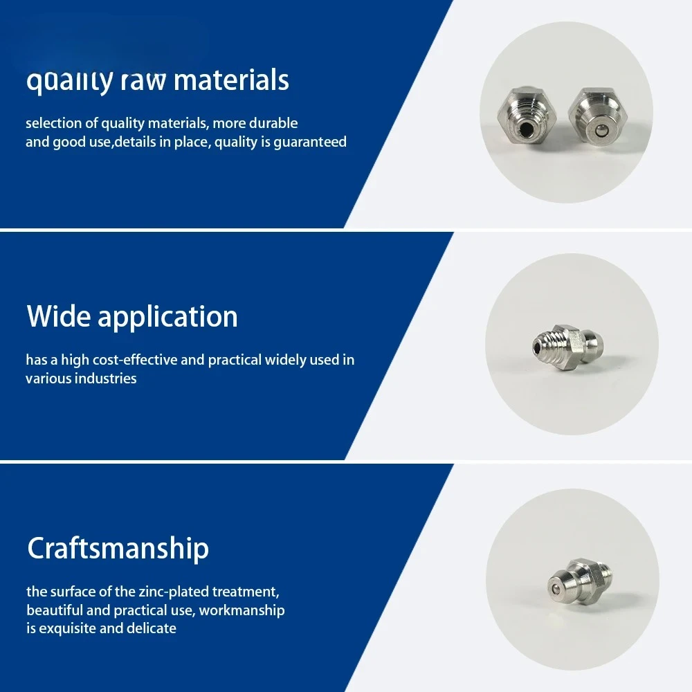 10PCS M6 Grease Gun Coupler Steel Connector Fittings Grease Nipple Straight Hydraulic Car Filling Tools Grease Fitting Nipple