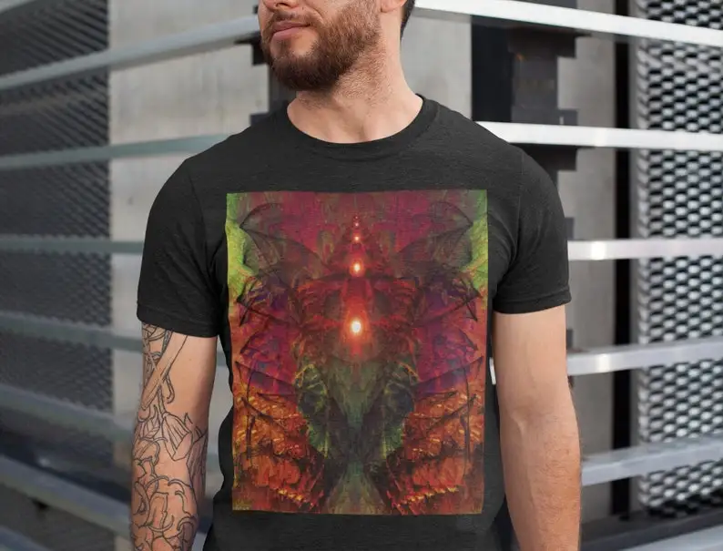 

Trippy Dark Fractal TShirt, Surreal Dystopian Architecture Tee, Psychedelic Dark Surrealism Architecture Shirt