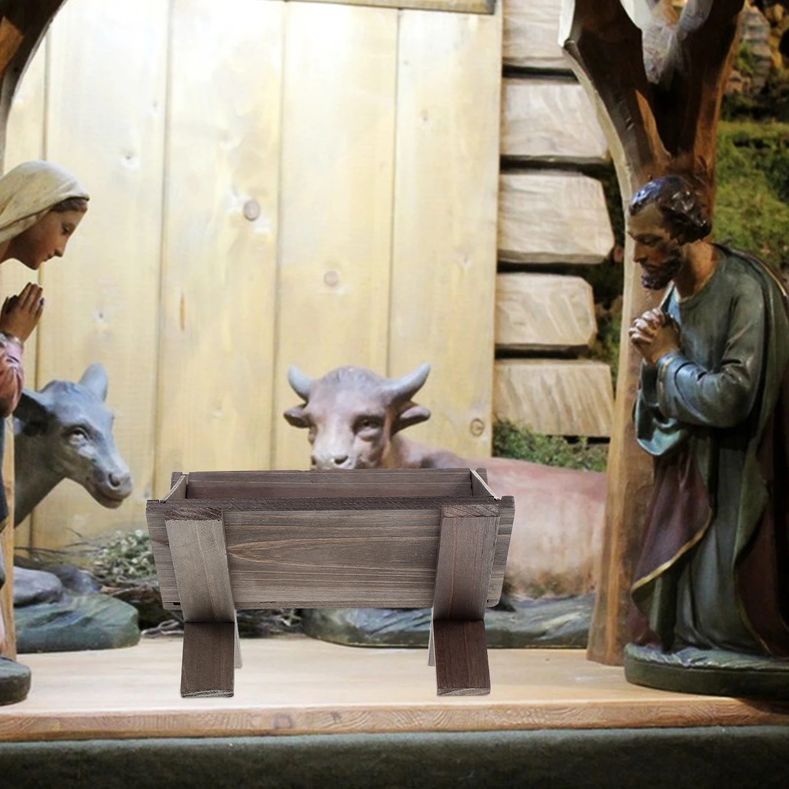 

Wooden Baby Manger Nativity Set Religious Decor Christmas Christmas Props Scene naments Indoor Outdoor