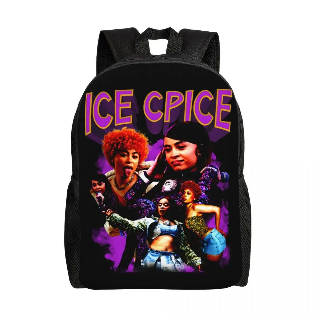 Custom Ice Spice Collage Hiphop Music Rap กระเป๋าเป้สะพายหลังสําหรับผู้ชายผู้หญิงกันน้ํากระเป๋าโรงเรียนวิทยาลัยการพิมพ์ Bookbags