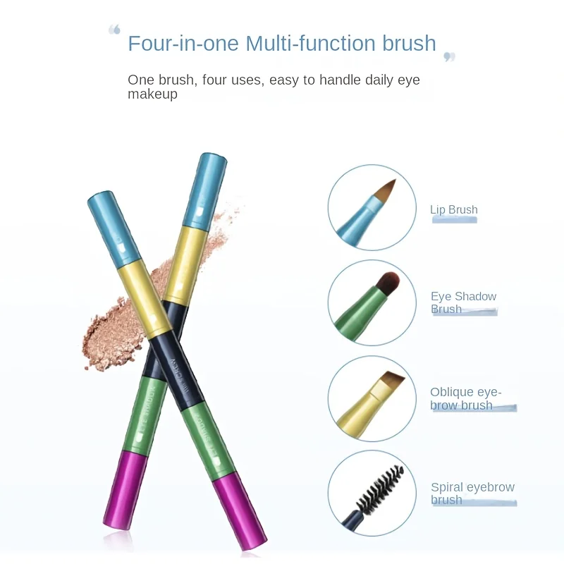 4 IN 1 多機能メイクブラシセット メイクアップガジェット 取り外し可能なリップアイシャドウブラシ スポンジアイシャドウブラシ 家庭旅行用