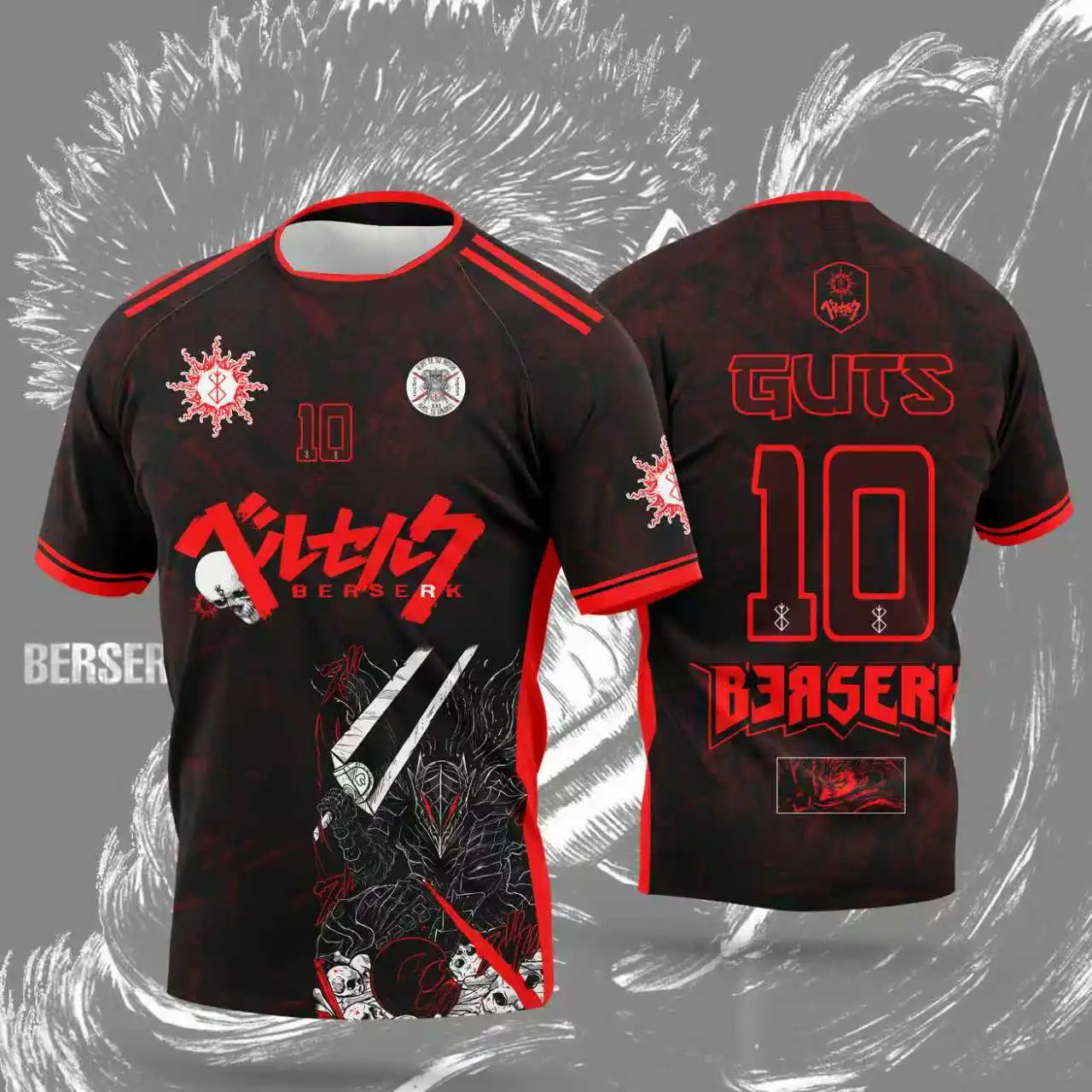 Nouveauté 2026 : Maillot d'anime japonais Berserk - T-shirt de sport décontracté pour hommes et femmes pour les amateurs de manga