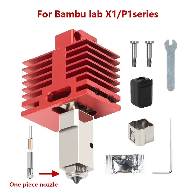 

Комплект Hotend Bambu Lab Upgrade TZ 4.0 для P1S, P1P, X1, X1C, X1E, цельное красное сопло из закаленной стали, керамический нагрев, детали 3D-принтера