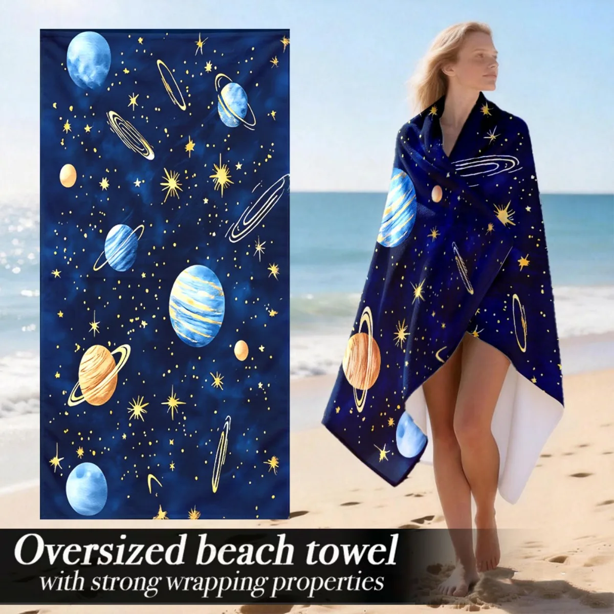 Space Galaxy Oversized Beach Towel Patterned Sunscreen And Windproof Suitable For Swimming Pool Camping Travel Blanket