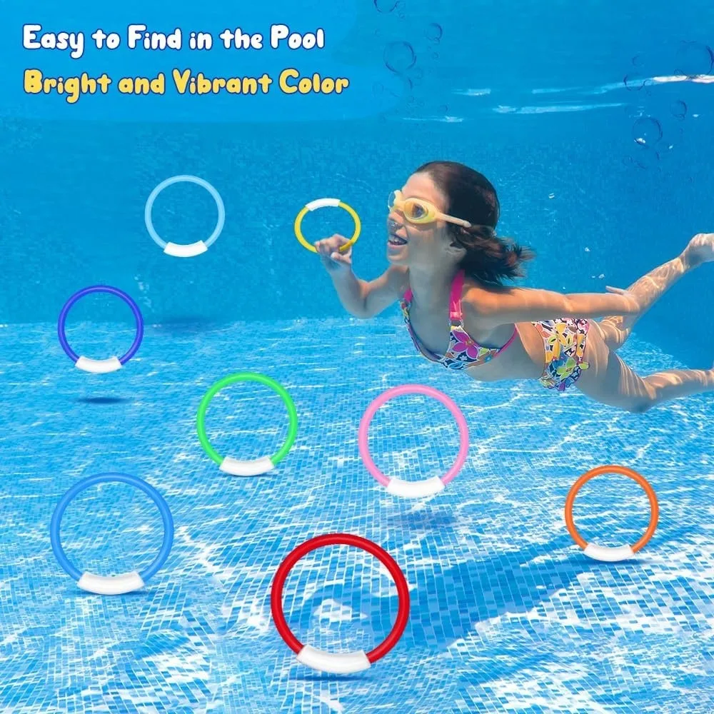 4pcs New Underwater Training Diving Ring Set Colorful Pool Rings Pool Sinking Plastic Swimming Pool Dive Gift