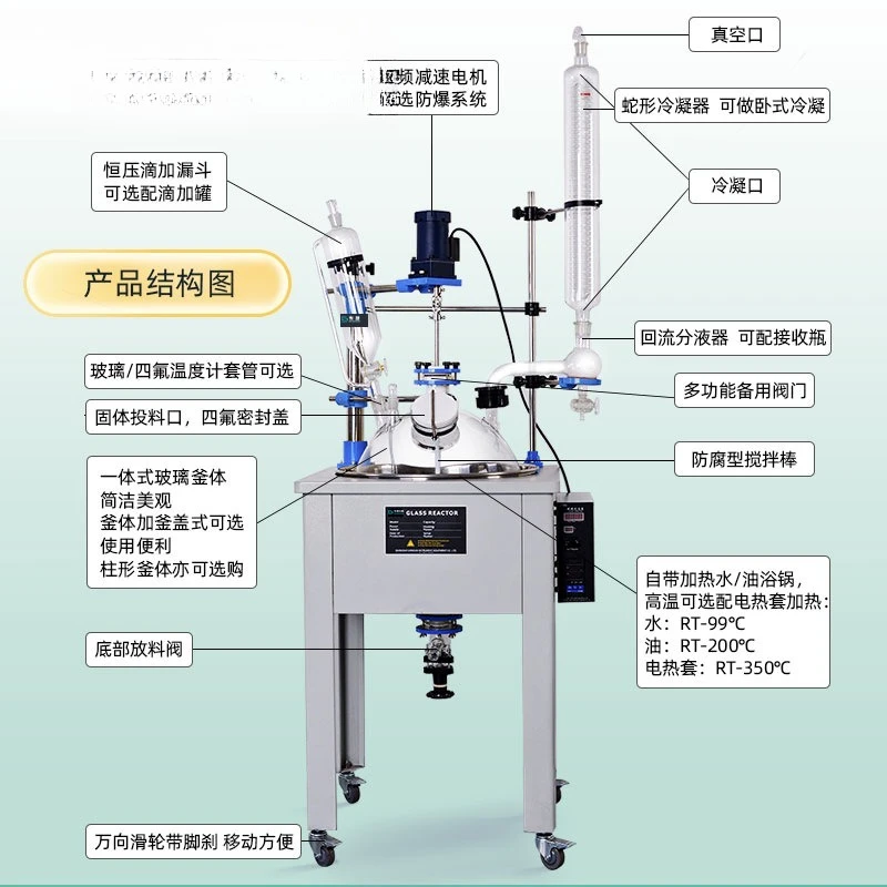 Single layer glass, reactor stirring, electric heating reactor