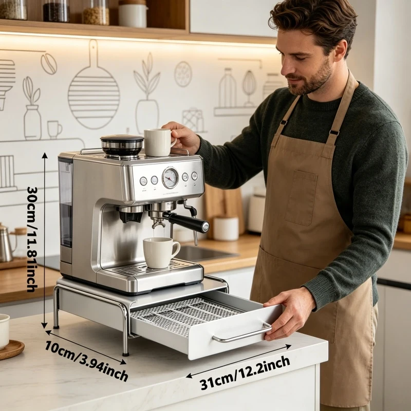 Capsule Coffee Display Rack with Drawer Modern Minimalist Table Top Coffee Pod Storage Organizer Tea Bag Box Coffee Machine Base