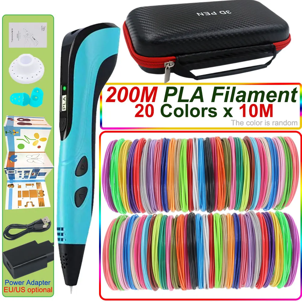 3D Pen for Children 3D Drawing Printing Pen with LCD Screen Power Adapter PLA Filament Travel Box Kids Christmas Birthday Gift