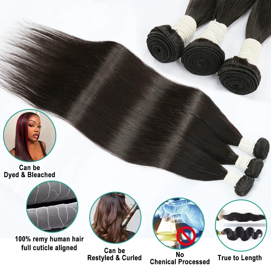 خصلات شعر بشري مستقيم بعظم ميلودي ، شعر برازيلي ، خصلات مموجة ، وصلات شعر ، 36 بوصة ، 38 بوصة ، 40 بوصة ، 30 بوصة