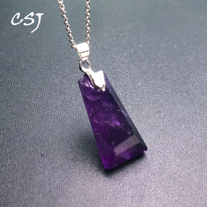 Elegant Natural Amethyst Pendant Gemstone Rose Quartz 13*25mm Necklace Handmade Jewelry for Women Party Gift