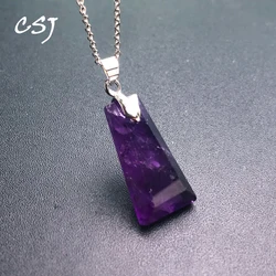 Elegant Natural Amethyst Pendant Gemstone Rose Quartz 13*25mm Necklace Handmade Jewelry for Women Party Gift